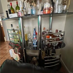 Modern Black and Silver Home Bar Cart